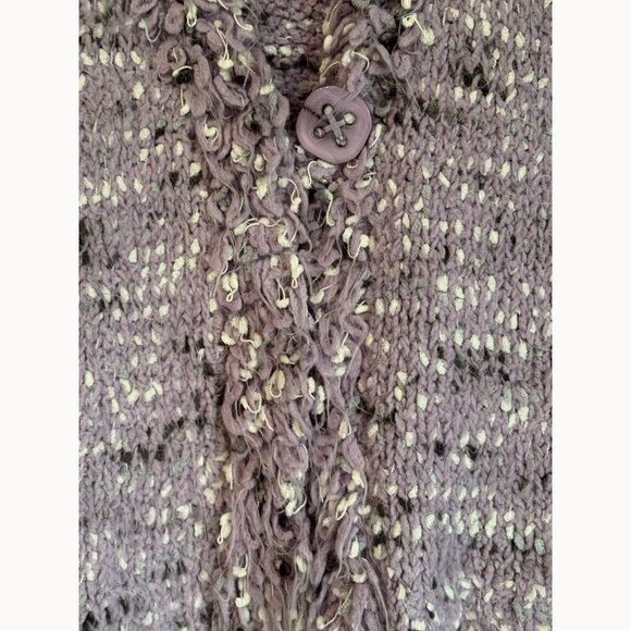 Design Options Women’s Large Sleeveless Fringe Cardigan Purple Boho Chunky - Picture 4 of 7
